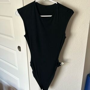 Black bodysuit with side cutouts